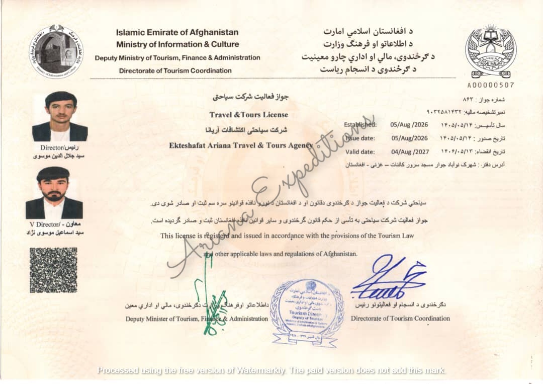 Licensed in Afghanistan